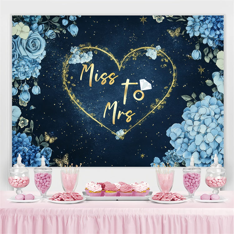 Bridal Shower Photo Backdrops Blue Floral Custom Backdrop UK CSH3-275