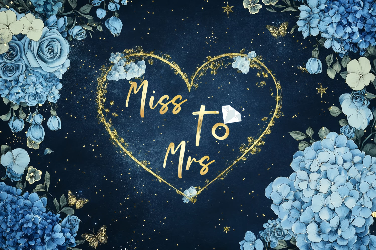 Bridal Shower Photo Backdrops Blue Floral Custom Backdrop UK CSH3-275