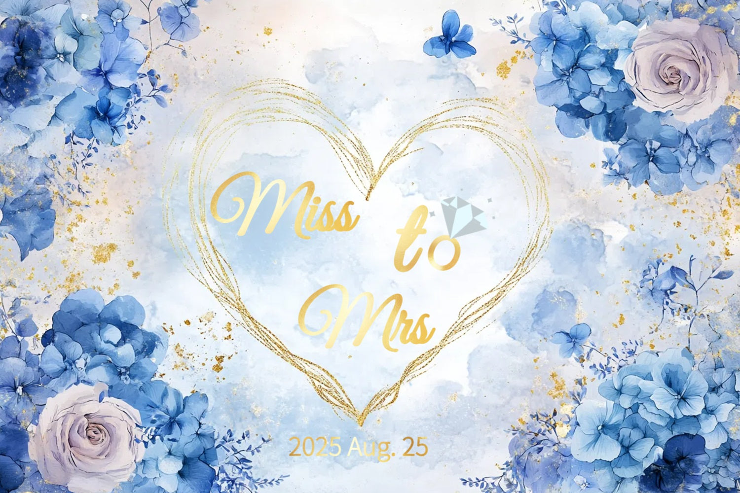 Backdrops For Bridal Shower Gold Heart Watercolor Personalized Backdrop UK CSH3-276