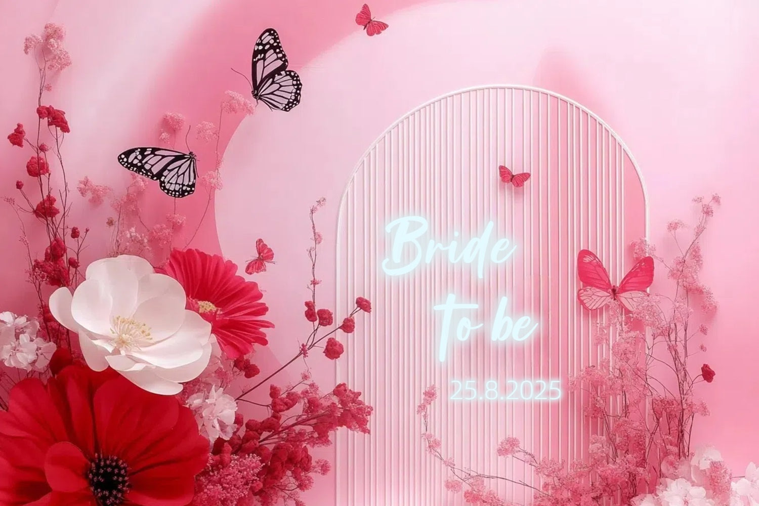 Bridal Shower Backdrops Pink Archway Floral Custom Backdrop UK CSH3-277