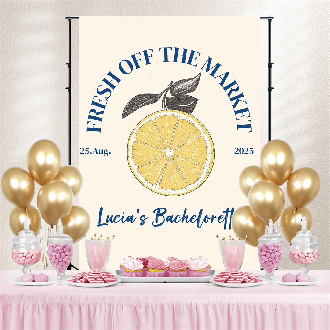 Bridal Shower Reception Backdrop Lemon Love Bachelorette Custom Backdrop UK CSH3-294
