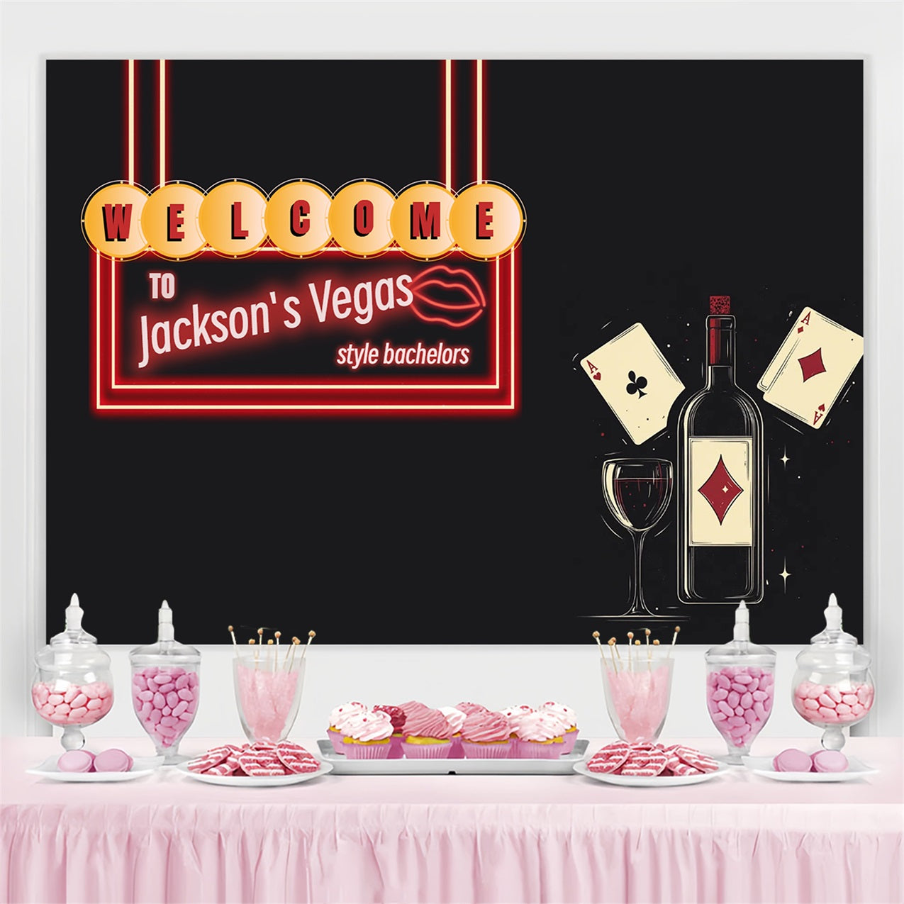 Wedding Backdrop Design Vegas Bachelor Bash Personalized Backdrop UK CSH3-307