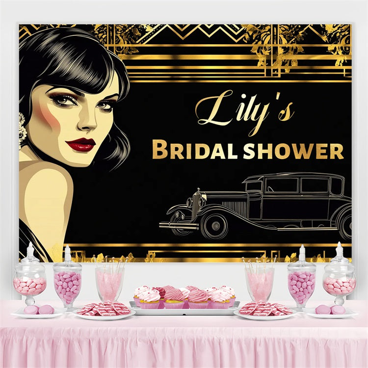 Backdrop For Bridal Shower Photos Gold Frame Customized Backdrop UK CSH3-308