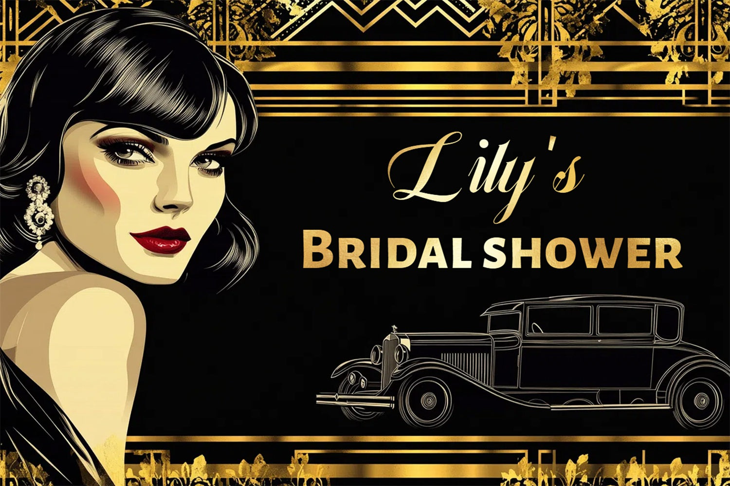 Backdrop For Bridal Shower Photos Gold Frame Customized Backdrop UK CSH3-308