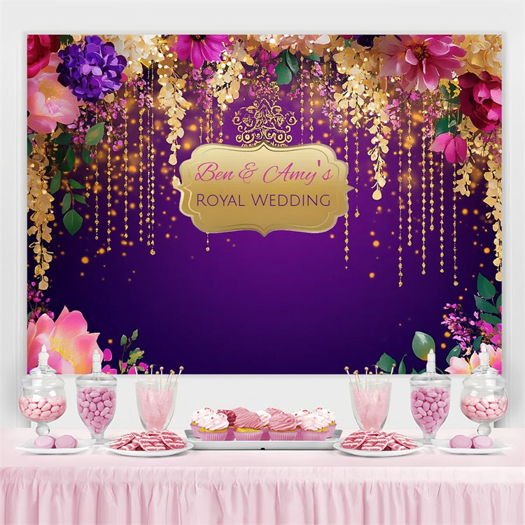Wedding Ceremony Backdrop Royal Gold Floral Custom Backdrop UK CSH3-310