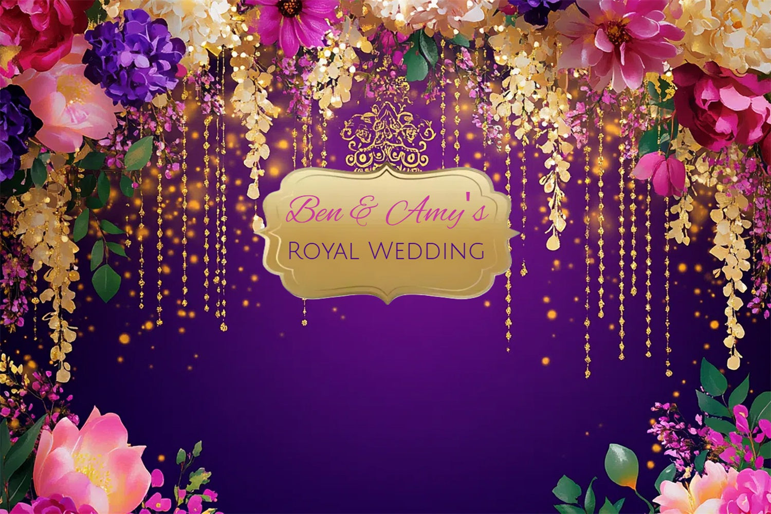 Wedding Ceremony Backdrop Royal Gold Floral Custom Backdrop UK CSH3-310