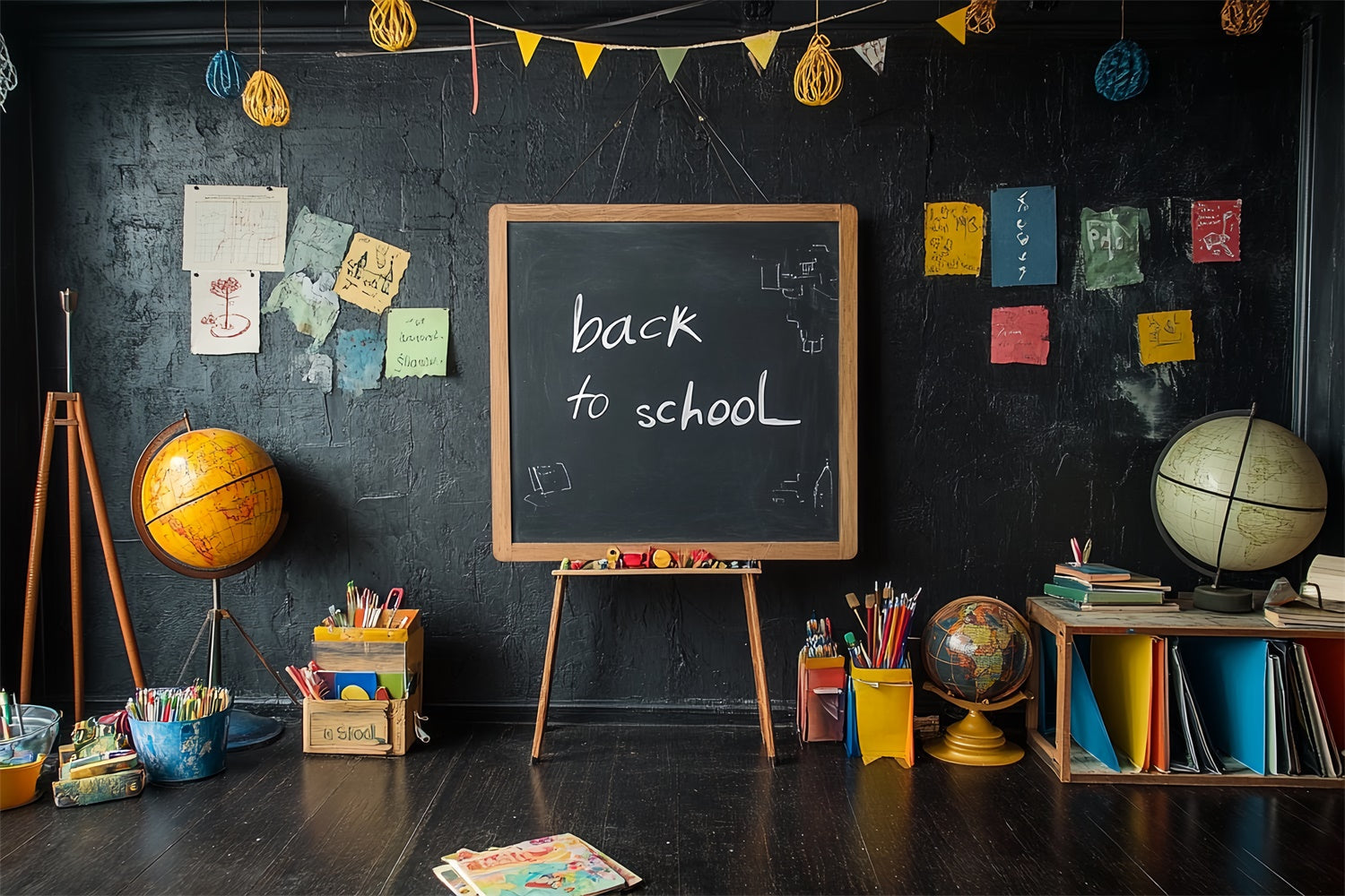 Back To School Backdrop Retro Classroom Blackboard Backdrop UK CSH3-34