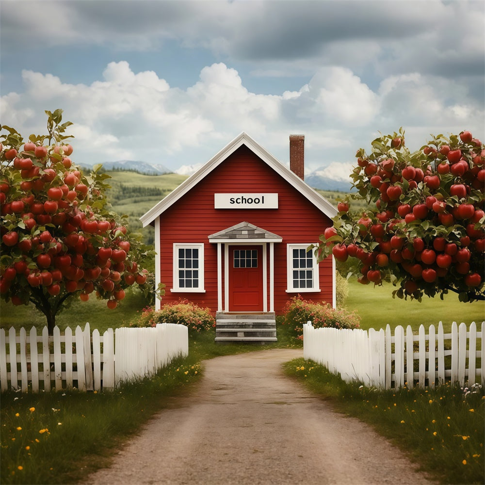 Back To School Photo Backdrop Countryside School House Backdrop UK CSH3-4
