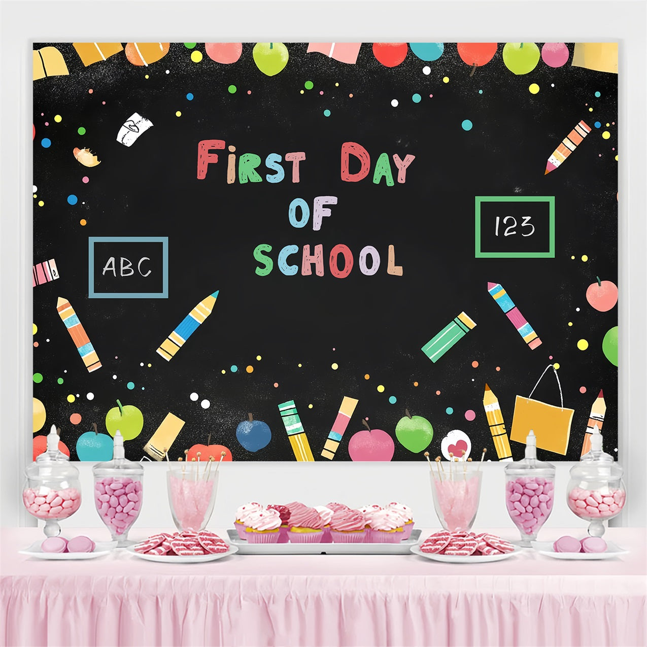 Back To School Backdrop Ideas Fun Blackboard Decoration Backdrop UK CSH3-42