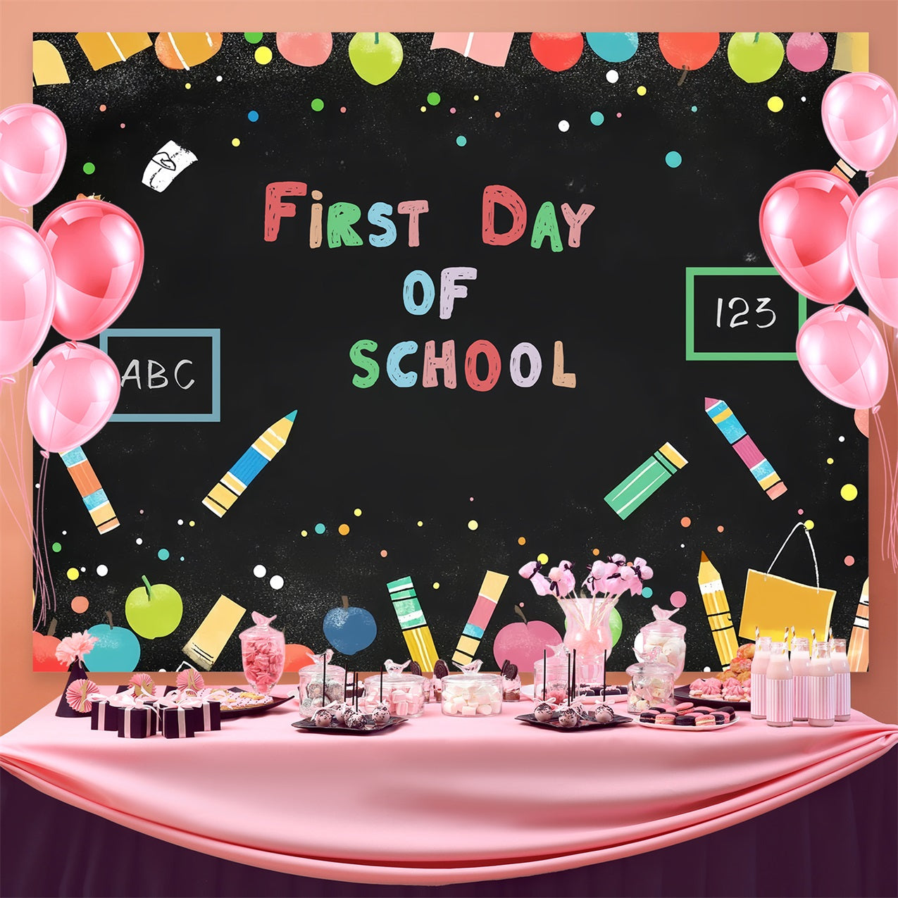 Back To School Backdrop Ideas Fun Blackboard Decoration Backdrop UK CSH3-42