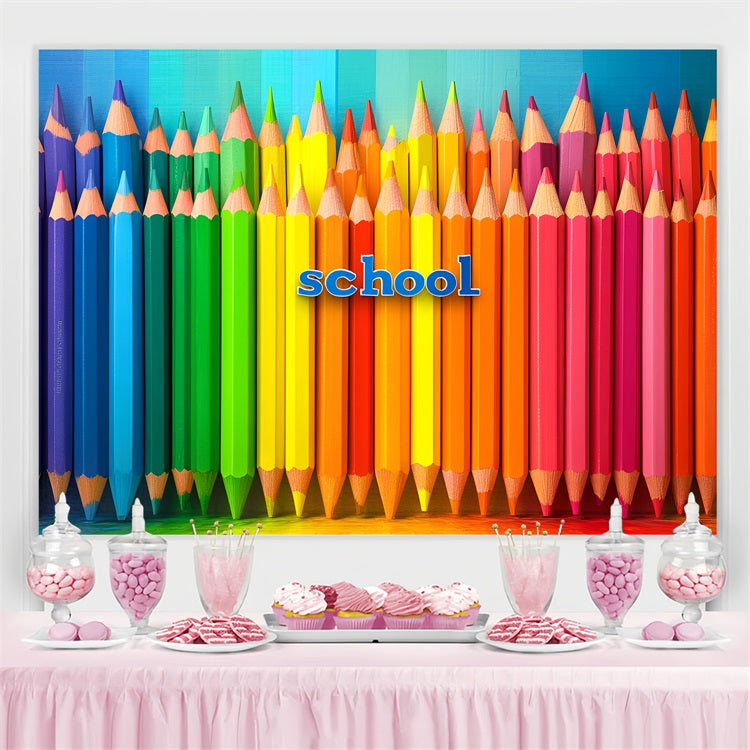 Back To School Picture Backdrop Rainbow Color Pencil Backdrop UK CSH3-43