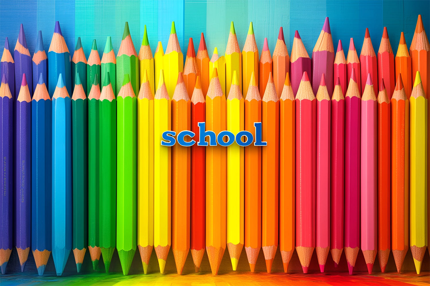 Back To School Picture Backdrop Rainbow Color Pencil Backdrop UK CSH3-43