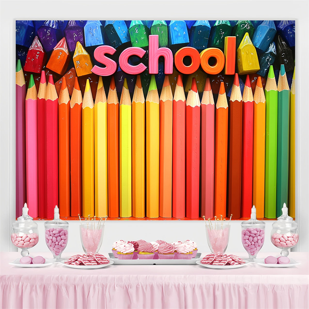 Backdrop For Back To School Art School Pencil Theme Backdrop UK CSH3-44
