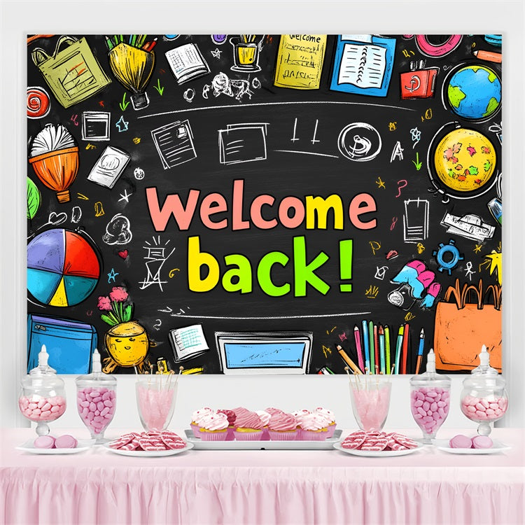 Backdrop For Back To School Creative Doodle Blackboard Backdrop UK CSH3-48