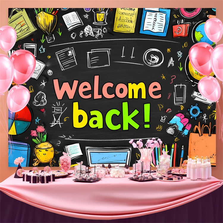Backdrop For Back To School Creative Doodle Blackboard Backdrop UK CSH3-48
