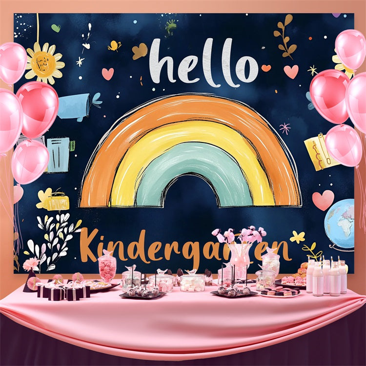 Back To School Photo Backdrop Dreamy Rainbow Preschool Backdrop UK CSH3-53