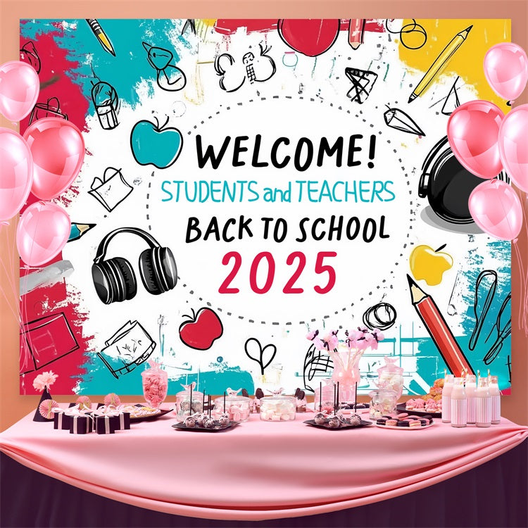 Backdrop Back To School Fun Classroom Supplies Doodle Backdrop UK CSH3-59