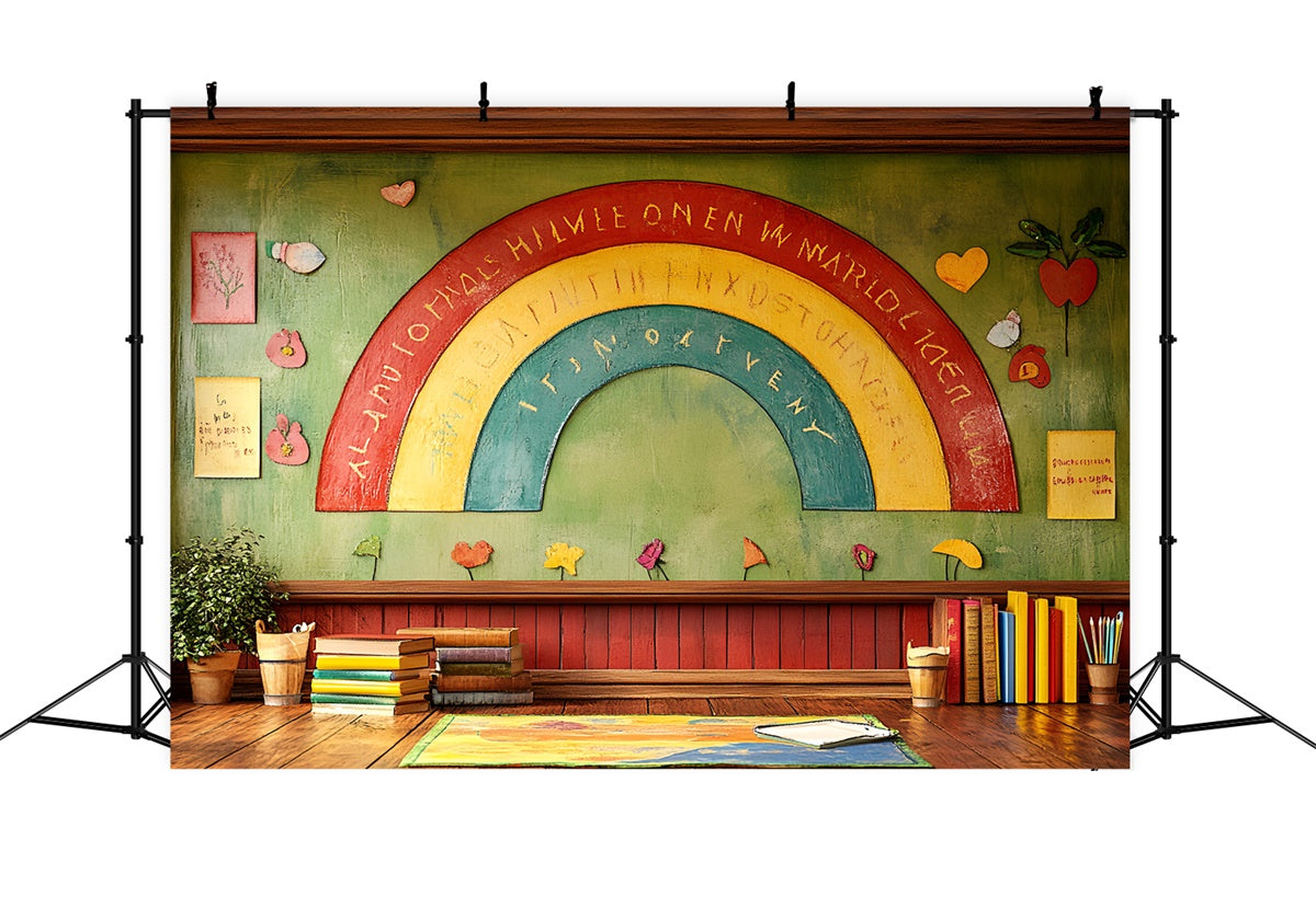 Back To School Backdrop Handcrafted Chalkboard Rainbow Backdrop UK CSH3-6