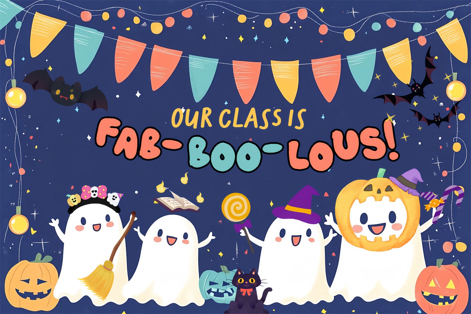 Back To School Backdrop Ideas Cute Classroom Halloween Backdrop UK CSH3-68