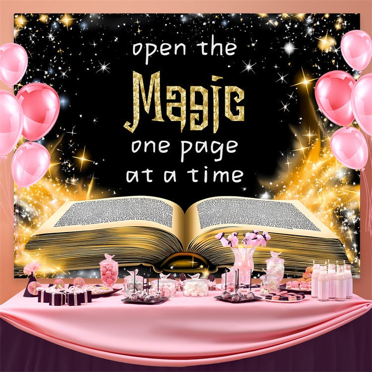 Back To School Photo Backdrop Mystical Sparkling Book Backdrop UK CSH3-72
