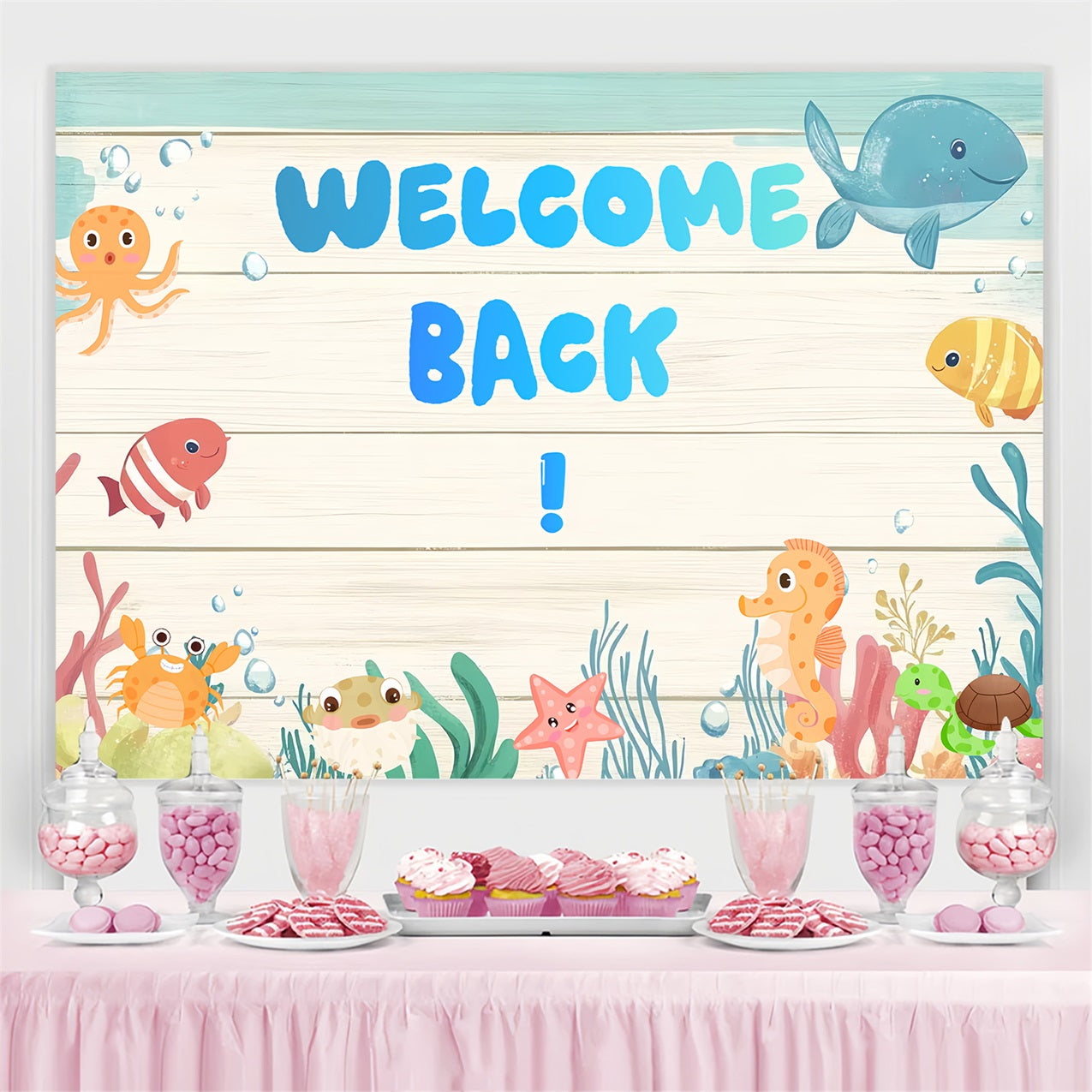 Back To School Backdrop Ideas Cute Sea Creatures School Backdrop UK CSH3-74