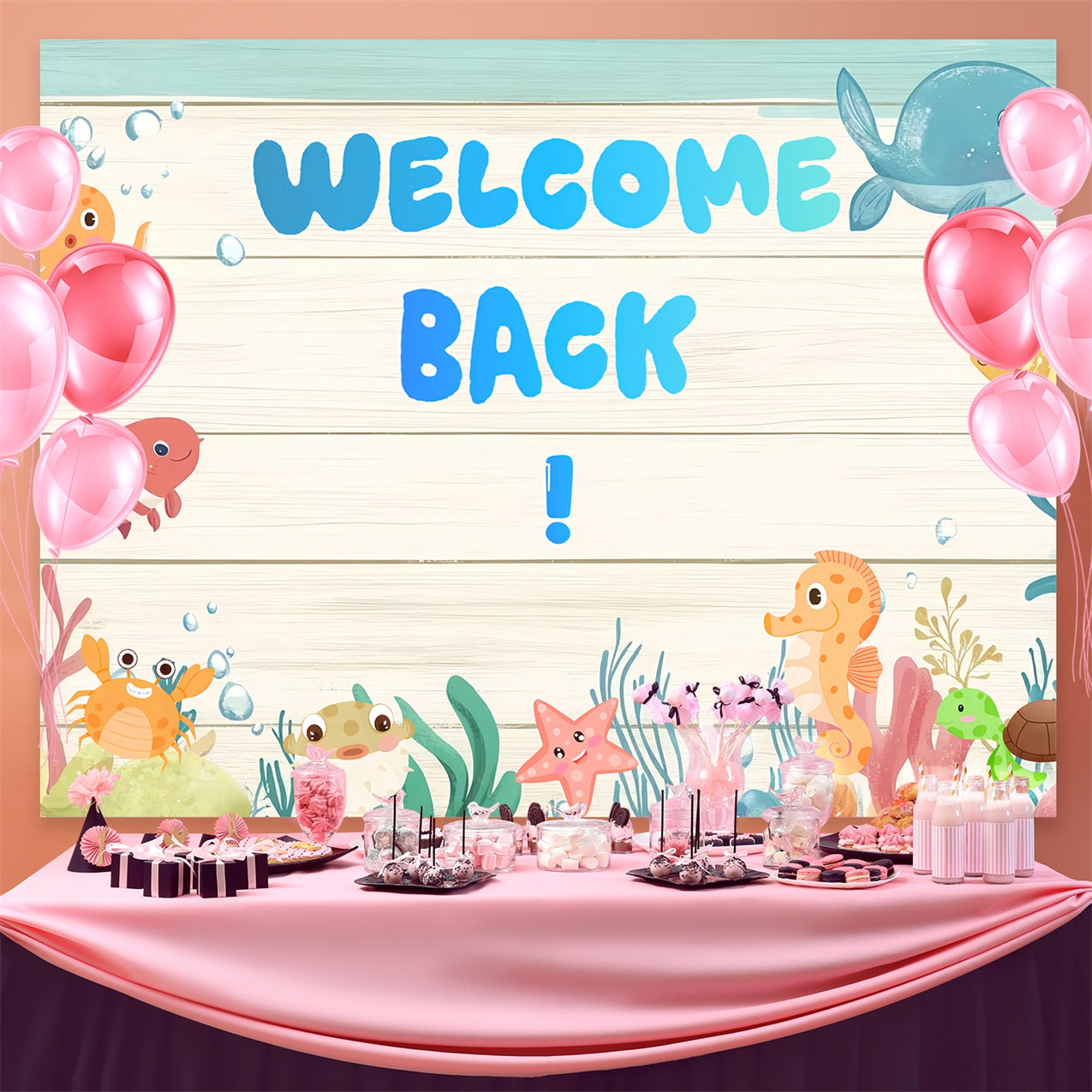 Back To School Backdrop Ideas Cute Sea Creatures School Backdrop UK CSH3-74