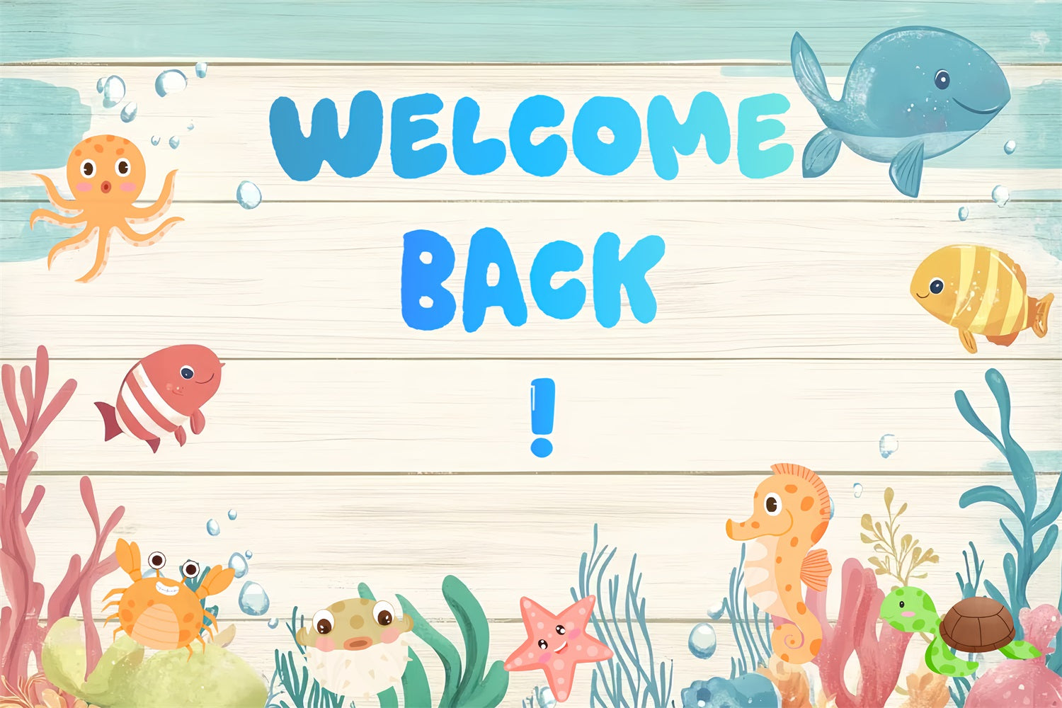 Back To School Backdrop Ideas Cute Sea Creatures School Backdrop UK CSH3-74