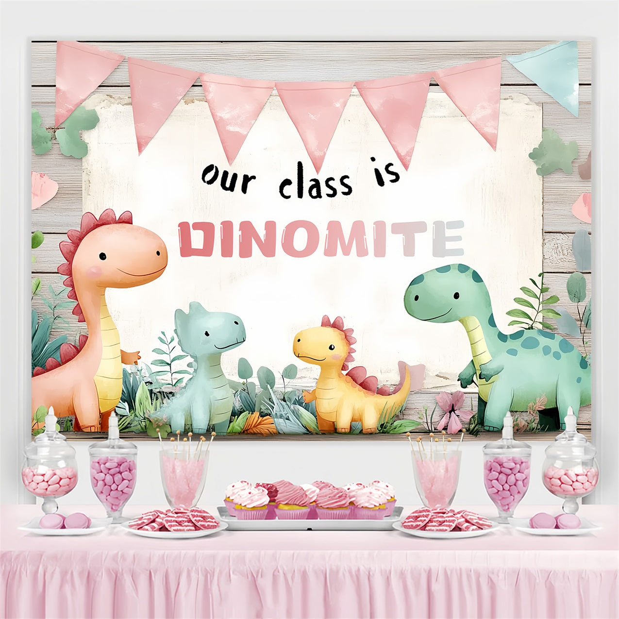 Back To School Picture Backdrop Cute Dinosaur Classroom Backdrop UK CSH3-77