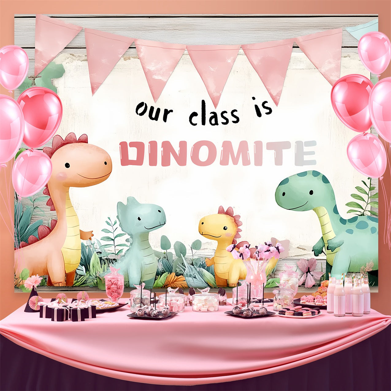Back To School Picture Backdrop Cute Dinosaur Classroom Backdrop UK CSH3-77