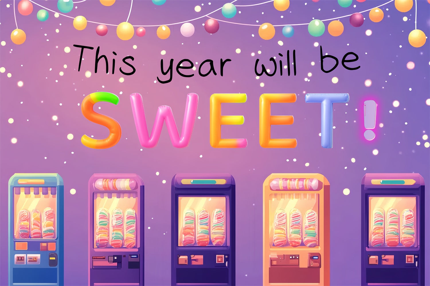 Backdrop Back To School Colorful Candy Machines School Backdrop UK CSH3-78