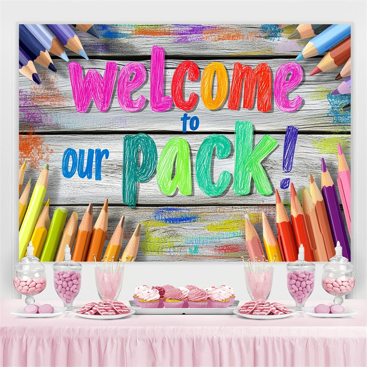 Back To School Picture Backdrop Colorful Pencil Wooden Backdrop UK CSH3-79