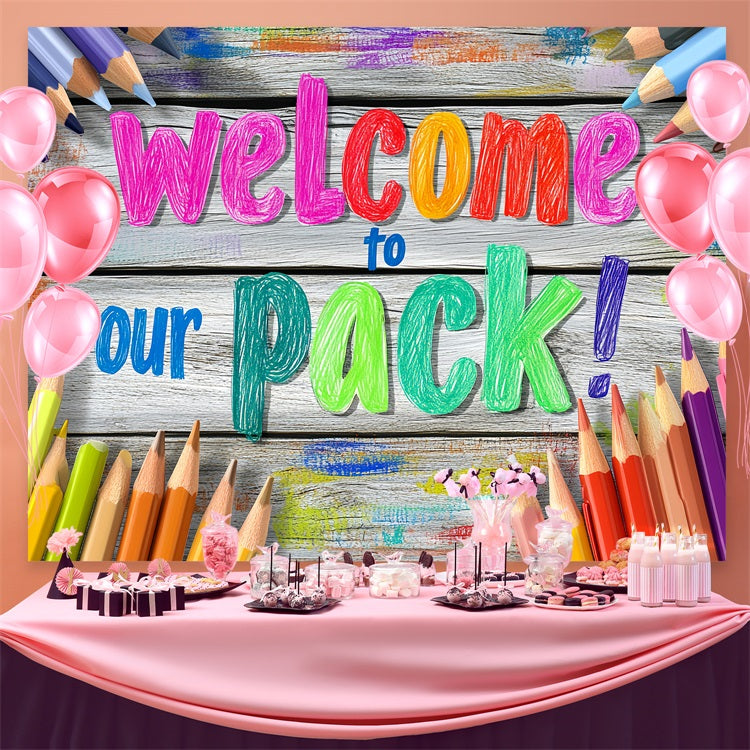 Back To School Picture Backdrop Colorful Pencil Wooden Backdrop UK CSH3-79