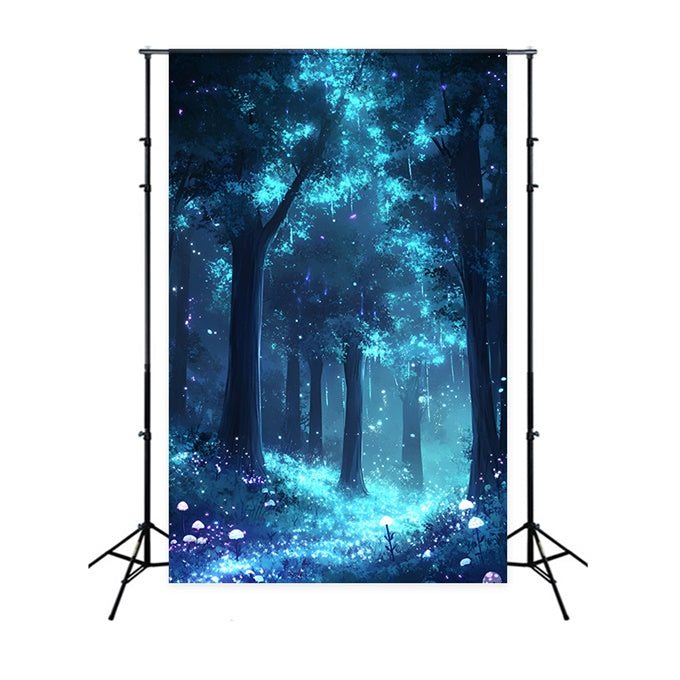 Forest Photo Backdrop Blue Fairyland Forest Bloom Backdrop UK CSH4-104