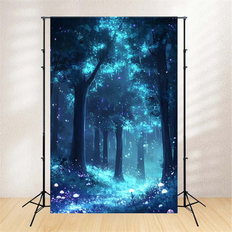 Forest Photo Backdrop Blue Fairyland Forest Bloom Backdrop UK CSH4-104