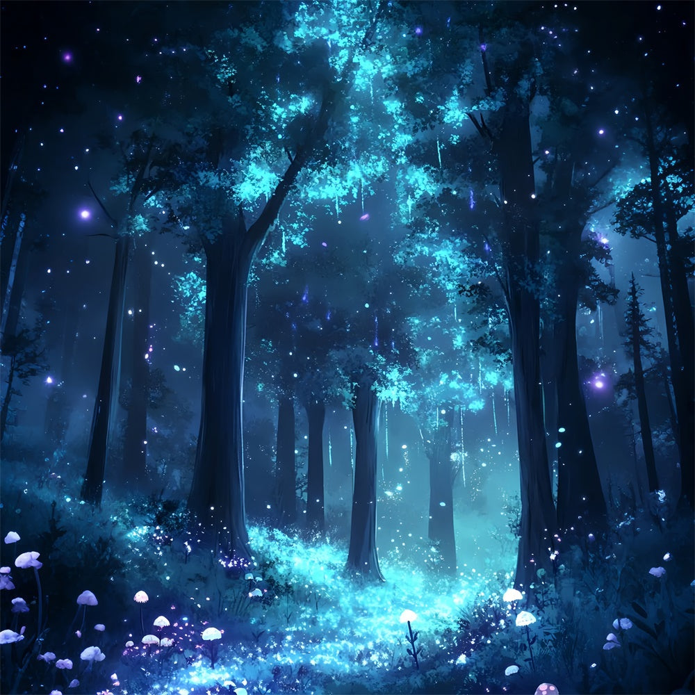 Forest Photo Backdrop Blue Fairyland Forest Bloom Backdrop UK CSH4-104