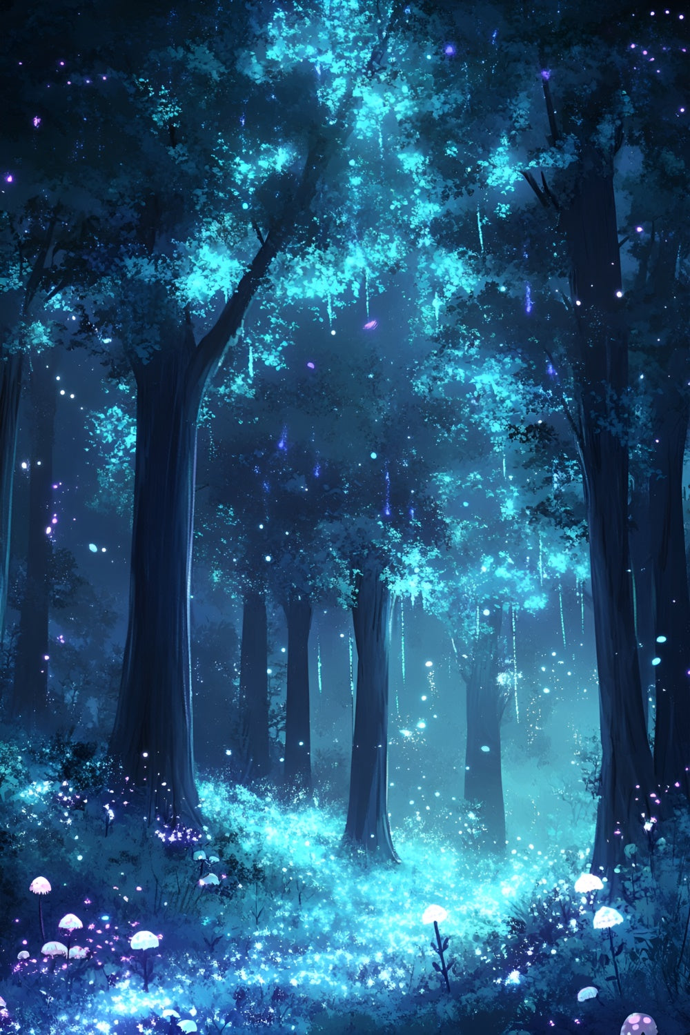 Forest Photo Backdrop Blue Fairyland Forest Bloom Backdrop UK CSH4-104