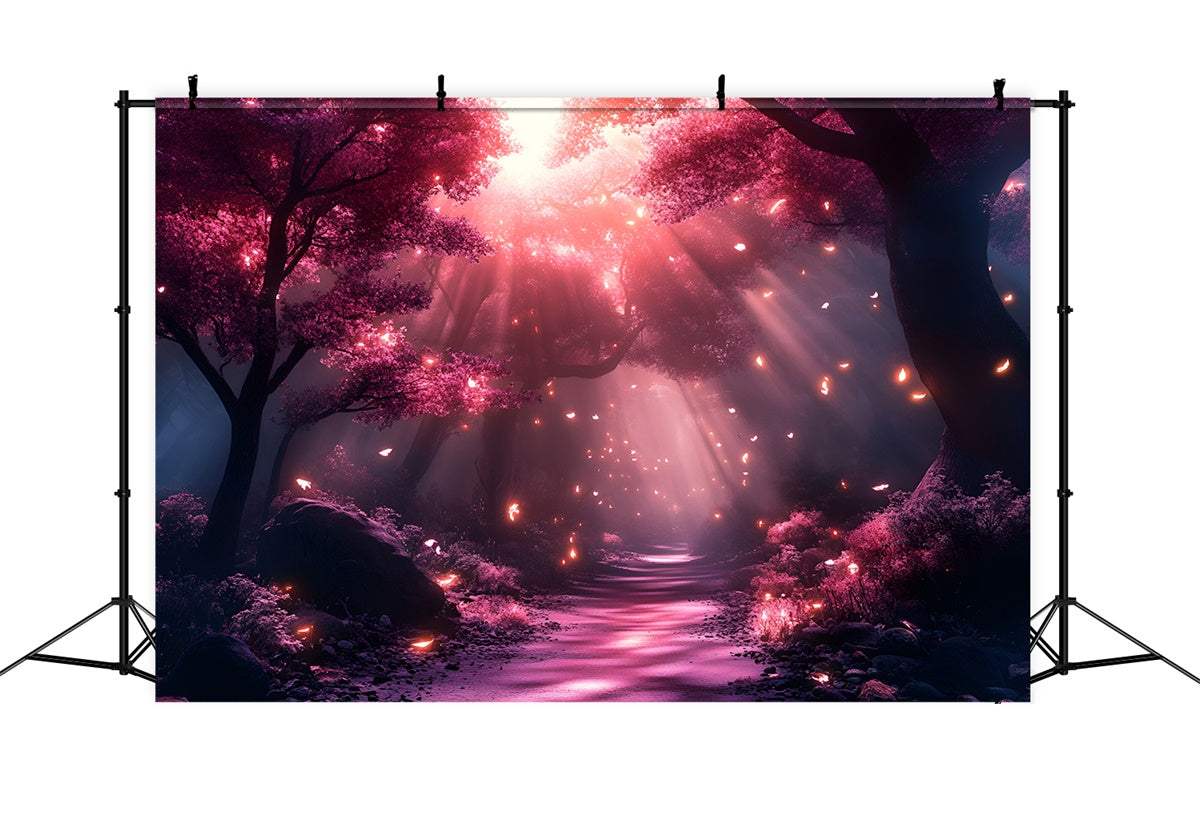Forest Backdrop Photography Pink Light Forest Path Backdrop UK CSH4-105