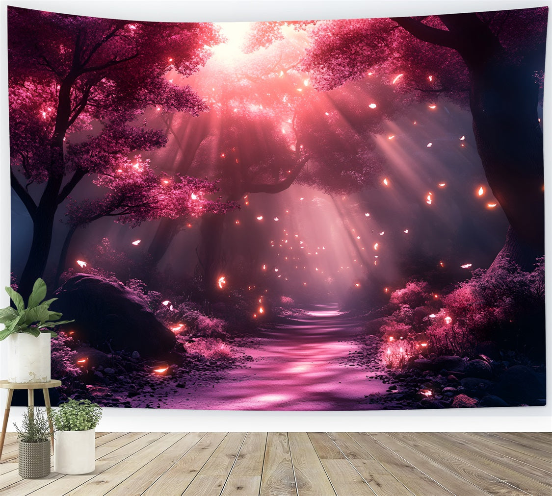 Forest Backdrop Photography Pink Light Forest Path Backdrop UK CSH4-105