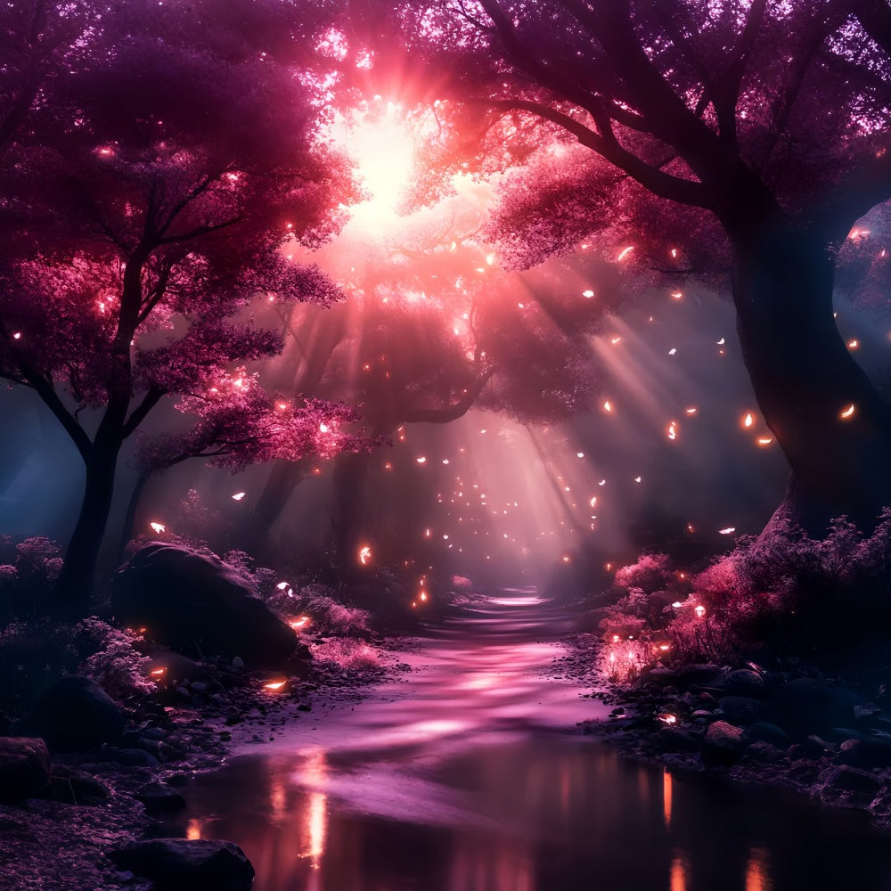 Forest Backdrop Photography Pink Light Forest Path Backdrop UK CSH4-105