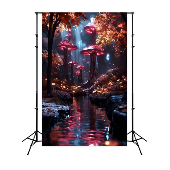 Woodland Photo Backdrop Mushroom Woods Water Backdrop UK CSH4-106