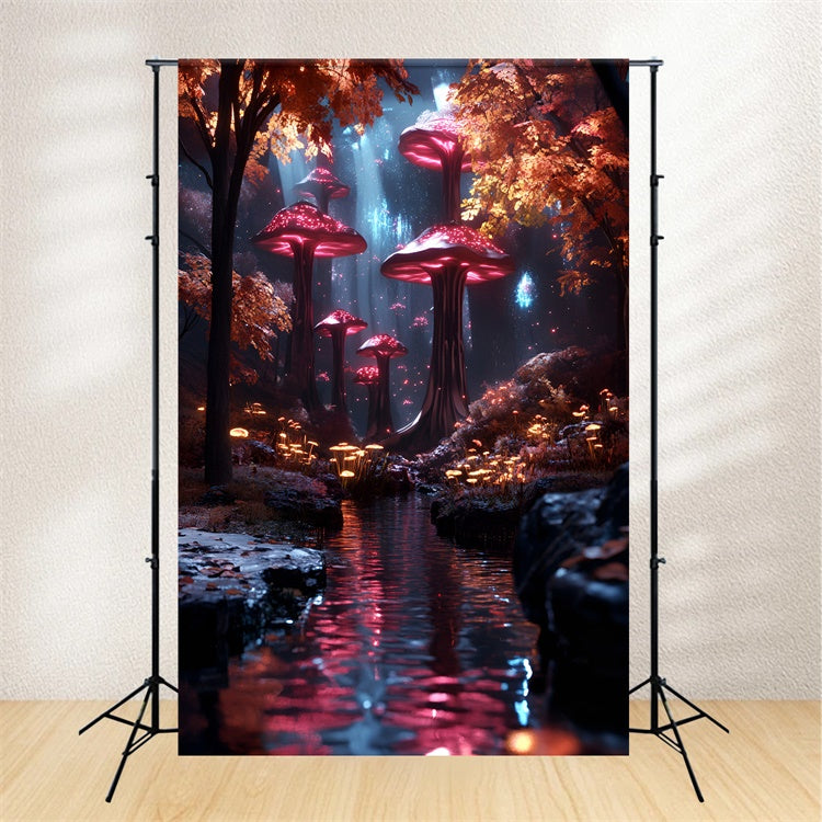 Woodland Photo Backdrop Mushroom Woods Water Backdrop UK CSH4-106