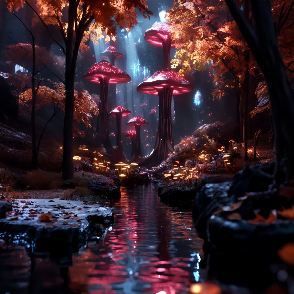 Woodland Photo Backdrop Mushroom Woods Water Backdrop UK CSH4-106