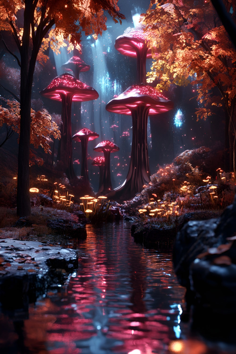Woodland Photo Backdrop Mushroom Woods Water Backdrop UK CSH4-106