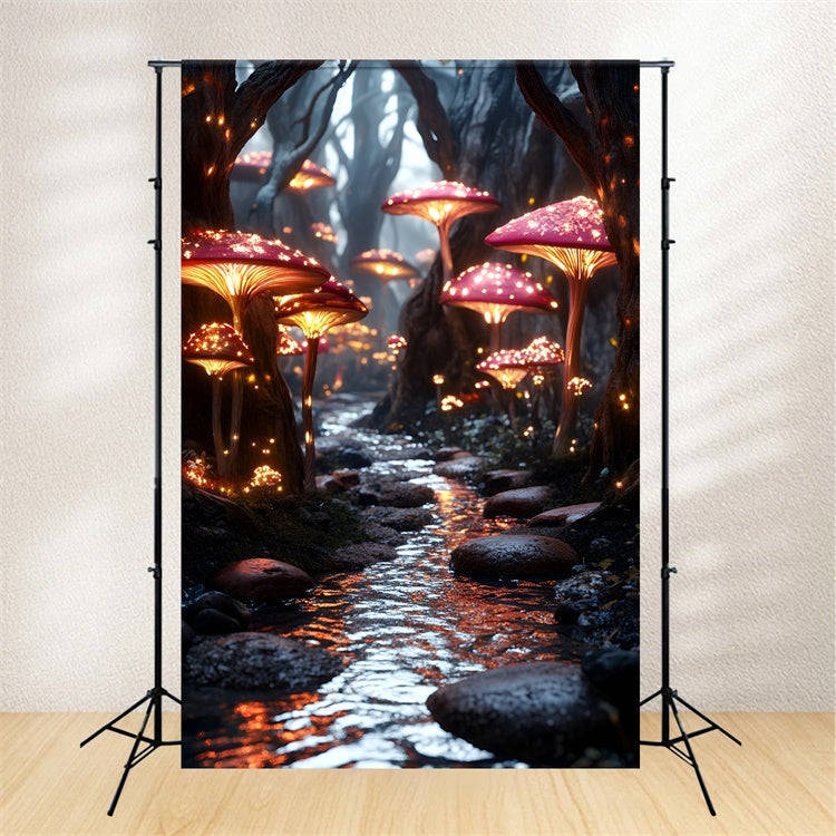 Fairy Tale Forest Backdrop Luminous Mushroom River Backdrop UK CSH4-107