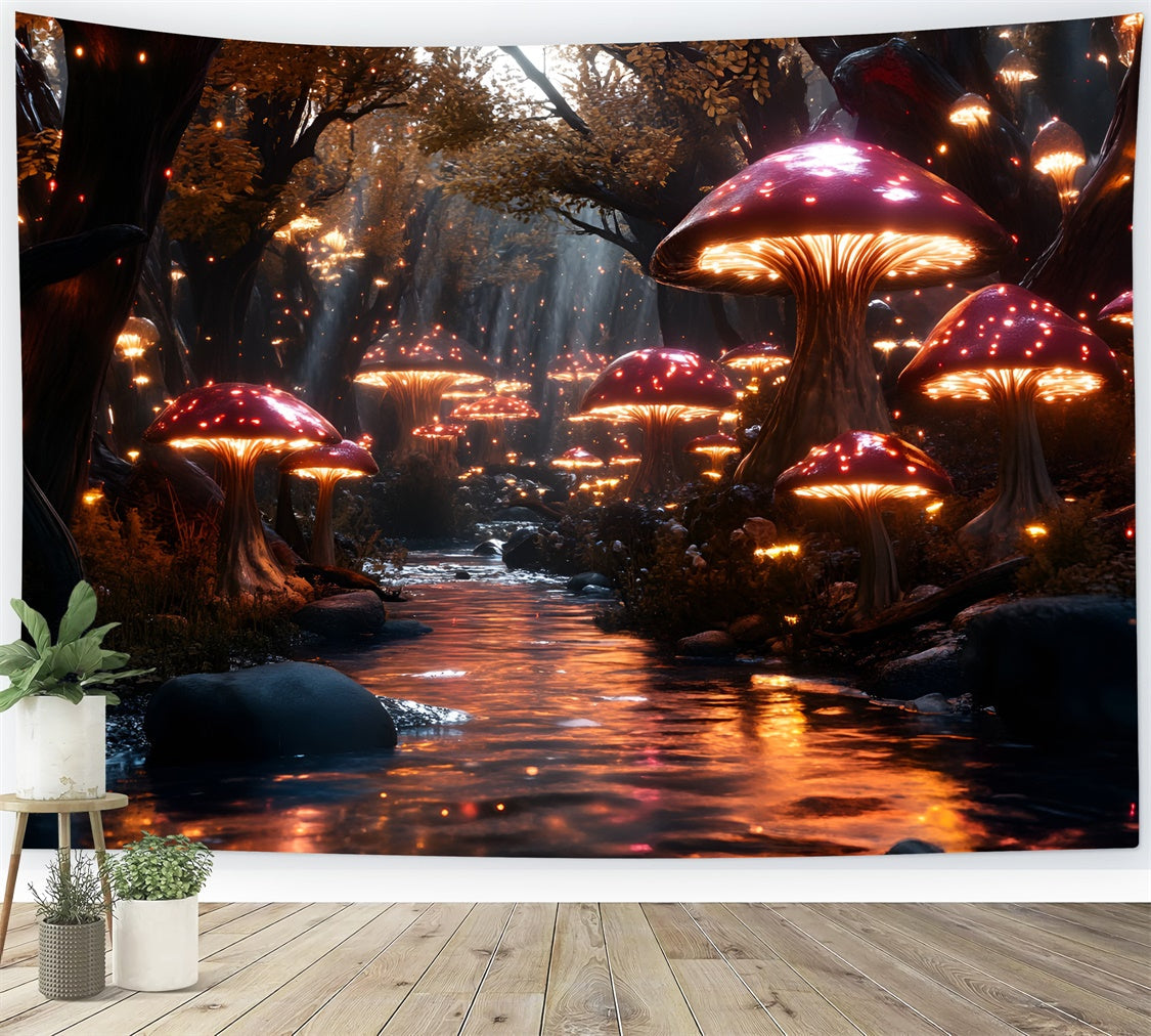 Fairy Tale Forest Backdrop Magical Creek Mushrooms Backdrop UK CSH4-109