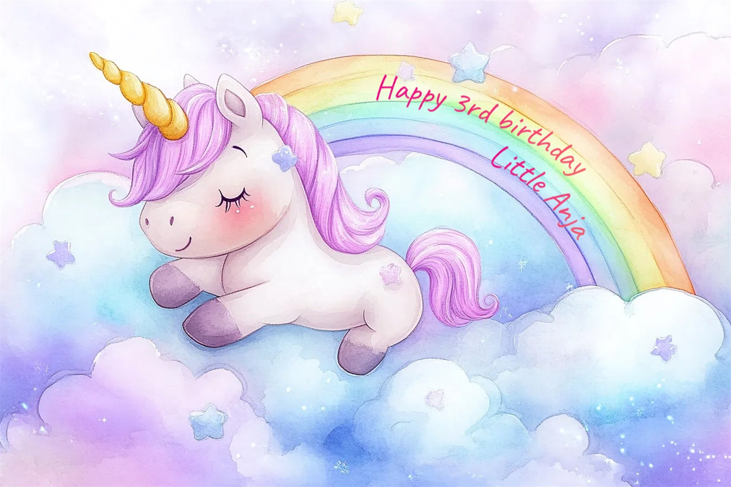 Customized Birthday Backdrop Rainbow Unicorn Backdrop UK CSH4-11