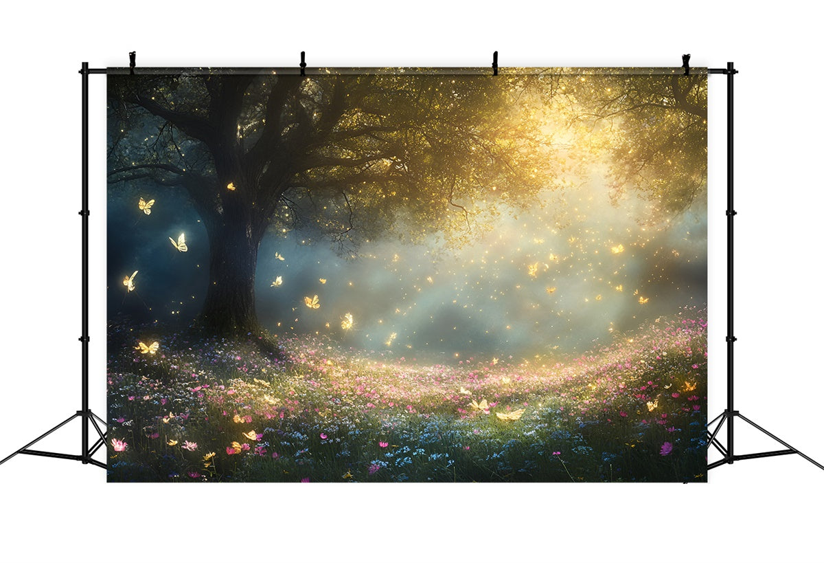 Photography Backdrop Forest Golden Butterfly Meadow Backdrop UK CSH4-110