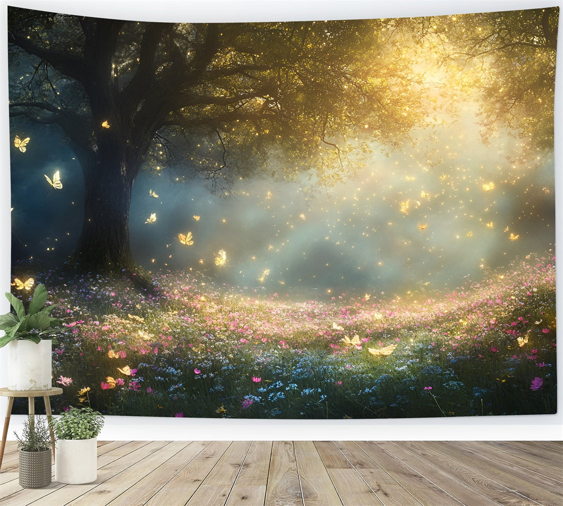 Photography Backdrop Forest Golden Butterfly Meadow Backdrop UK CSH4-110