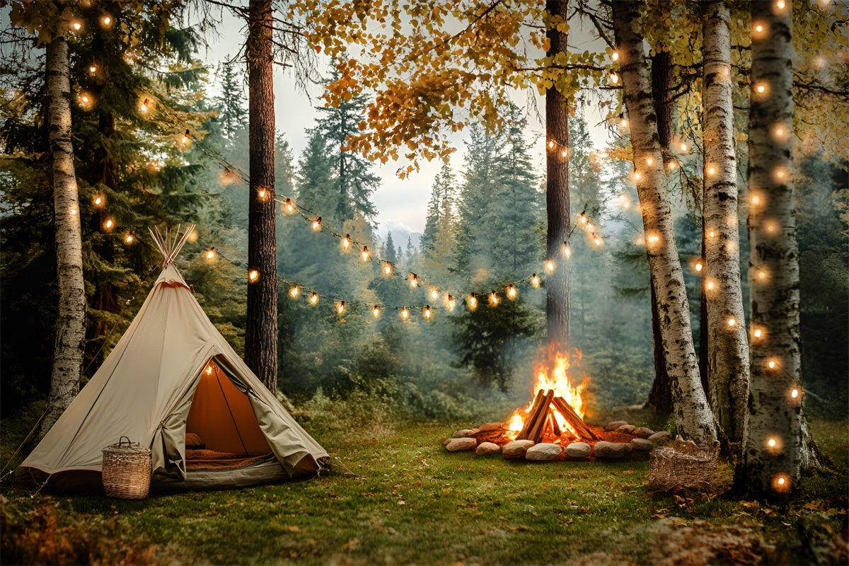 Autumn Forest Backdrop Cozy Forest Camping Backdrop UK CSH4-116