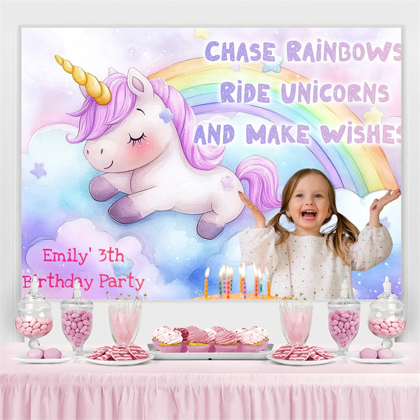 Custom Backdrop For Birthday Party Unicorn Dreamland Rainbow Backdrop UK CSH4-12